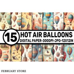 hot air balloons seamless digital paper