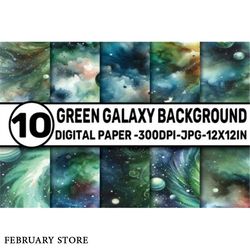 watercolor green galaxy background pack