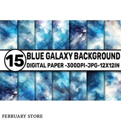 watercolor blue galaxy background pack