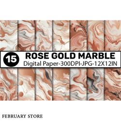 rose gold marble digital paper pack