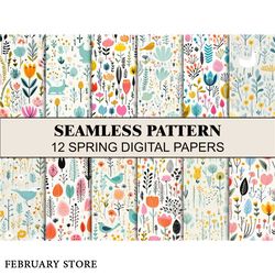 spring flowers floral seamless pattern