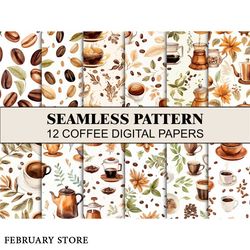 coffee seamless pattern beige paper