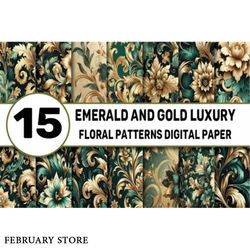 emerald and gold luxury floral patterns