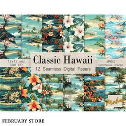 vintage hawaiian seamless patterns