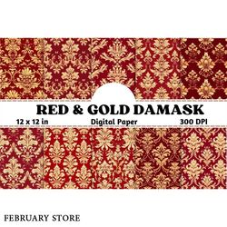 seamless red and gold damask pattern