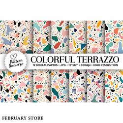 colorful terrazzo pattern digital papers