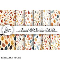 fall gentle leaves seamless patterns