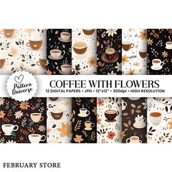 floral coffee seamless pattern papers