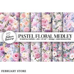pastel floral medley seamless patterns