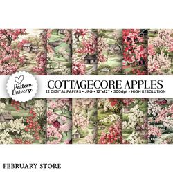 cottagecore apple garden digital papers