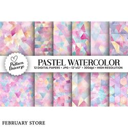 pastel sparkly watercolor digital papers