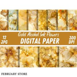 luxury gold alcohol ink flowers patterns