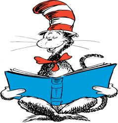 the cat reading book svg, dr. seuss svg, dr. seuss clipart, dr. seuss teacher svg, dr. seuss day svg, digital download