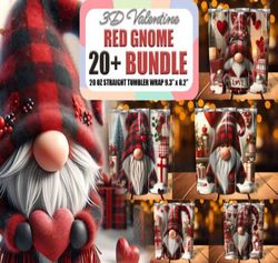 red valentine gnome 3d tumbler bundle | sublimation tumbler bundle | digital download