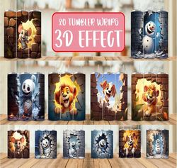 animal broken wall tumbler wraps bundle | sublimation tumbler bundle | digital download