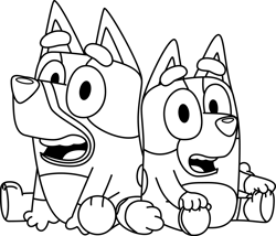 bluey and bingo outline svg, bluey heeler svg, bluey dog svg, cartoon dog svg, bluey character svg, digital download (3)