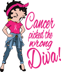 cancer picked the wrong diva svg, betty boop breast cancer awareness svg, breast cancer svg, digital download