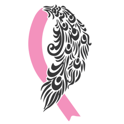 pink ribbon feathers svg, breast cancer svg, cancer awareness svg, cancer survivor svg, digital download