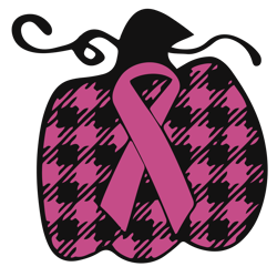 buffalo plaid pumpkin svg, pink ribbon svg, breast cancer svg, cancer awareness svg, cancer survivor svg