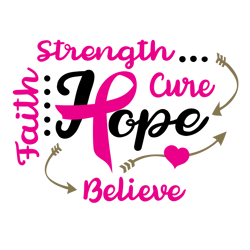 faith streng cure hope believe svg, breast cancer svg, cancer awareness svg, cancer survivor svg, instant download