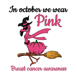 in october we wear pink breast cancer awareness svg, pink flamingo svg, cancer survivor svg, instant download