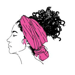 curly hair girl personality with pink scarf svg, breast cancer svg, cancer awareness svg, cancer survivor svg