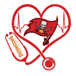 tampa bay buccaneers heart stethoscope svg, tampa bay buccaneers logo svg, nfl svg, sport svg, football svg