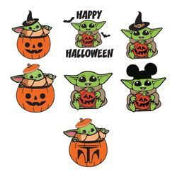 halloween baby yoda pumpkin svg bundle, 7 files halloween baby yoda pumpkin svg, digital download