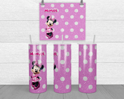 minnie mouse pink glitter white dots tumbler wrap, 20oz tumbler wrap, tumbler wrap png, digital download