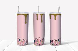 floral pink drip tumbler wrap, 20oz tumbler wrap, tumbler wrap png, digital download