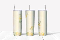 yellow floral frame watercolor tumbler wrap, 20oz tumbler wrap, tumbler wrap png, digital download