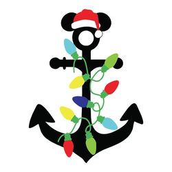 mickey anchor christmas svg, christmas lights svg, santa hat svg, disney mickey svg, mickey head svg, digital download