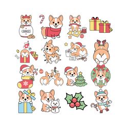 christmas corgi clipart set cute corgi digital clipart kawaii puppy planner clipart christmas printables vector graphic