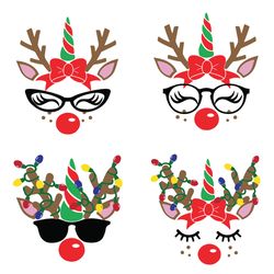 reindeer unicorn svg bundle, christmas svg, reindeer clipart svg, unicorn face svg, holidays svg, digital download
