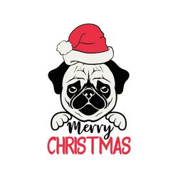 merry christmas dog pug svg, dog pug clipart, santa hat svg, pug santa svg, holidays svg, digital download