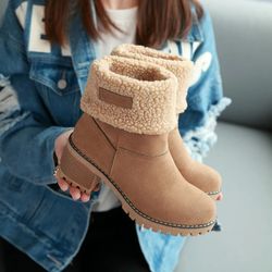 snow boots block heels - warm plush high snow boots women - winter boots winter - women snow boots - boots for the snow