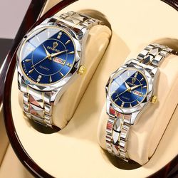 luxury stainless steel lover watches - couple watches for man and woman - valentines day gift