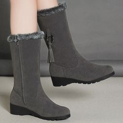 snow boots for women - women snow boots winter female boots - non-slip thigh high boots fashion warm fur woman