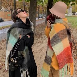 new luxury winter thick warm scarf women - cashmere shawl and wraps - female long tessel echarpe