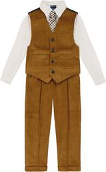 boys 4-piece vest set with dress shirt, tie, vest, and pants