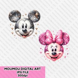 mickey minnie bling bling couple png, mickey png, disney, disney png, couple gift, valentine's png, digital downloads,