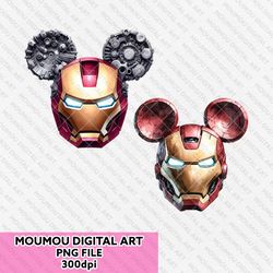 iron man mickey mousehead art png, iron man, set of 2 png, mickey png, marvel, super hero, disney png, digital downloads