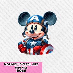 mickey cosplay captain america art png, mickey png, captain, marvel, super hero, avengers,disney png, digital downloads