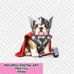 bulldog cosplay thor png, bulldog, thor, marvel, avengers, disney png, dog lover, digital downloads