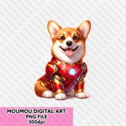 corgi cosplay iron man png, corgi, corgi lover, iron man, marvel, disney png, dog lover, digital downloads