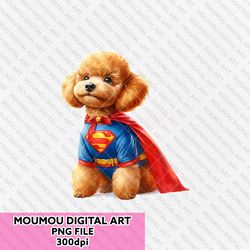 poodle cosplay superman png, poodle, superman, dc comic, super hero, dog lover, digital downloads