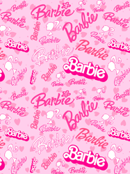 all barbie logo collage with pink heartspatternpink background