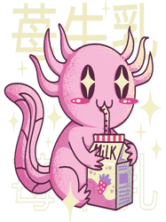 Kawaii Axolotl Axolotl Strawberry Milk Japanese