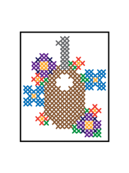 crossstitch lute with flowers