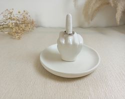 middle finger ring holder - finger ring stand - engagement - wedding ring holder dish - hand shaped ring holder